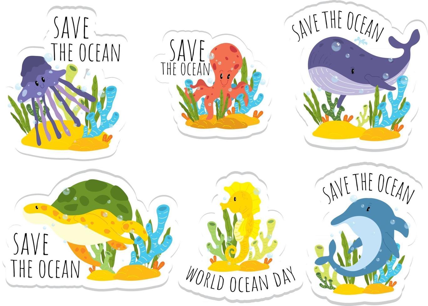 World Ocean Day Sticker vector