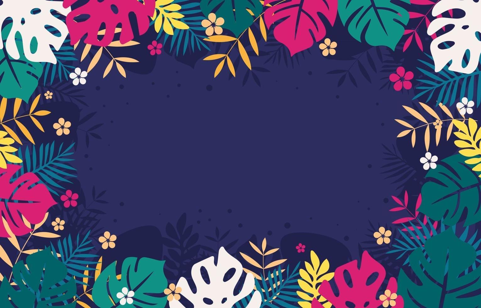 Tropical Flowers and Leaves Decoration vector