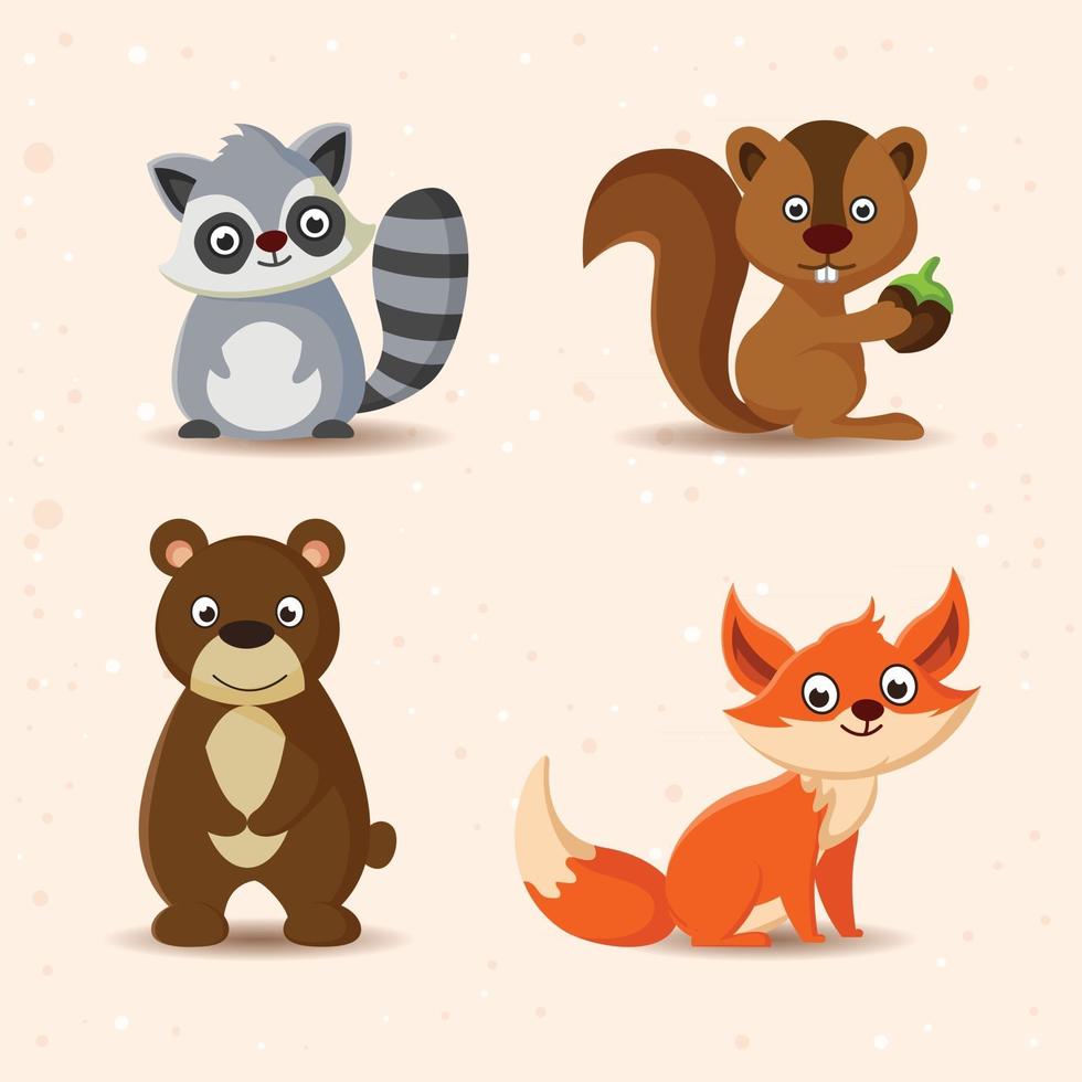 Funny Animal Cartoon Set vector