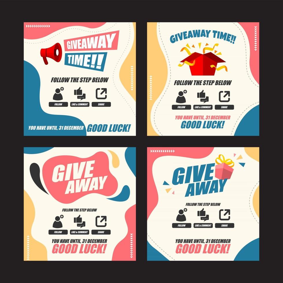 conjunto de plantillas de redes sociales de sorteo vector