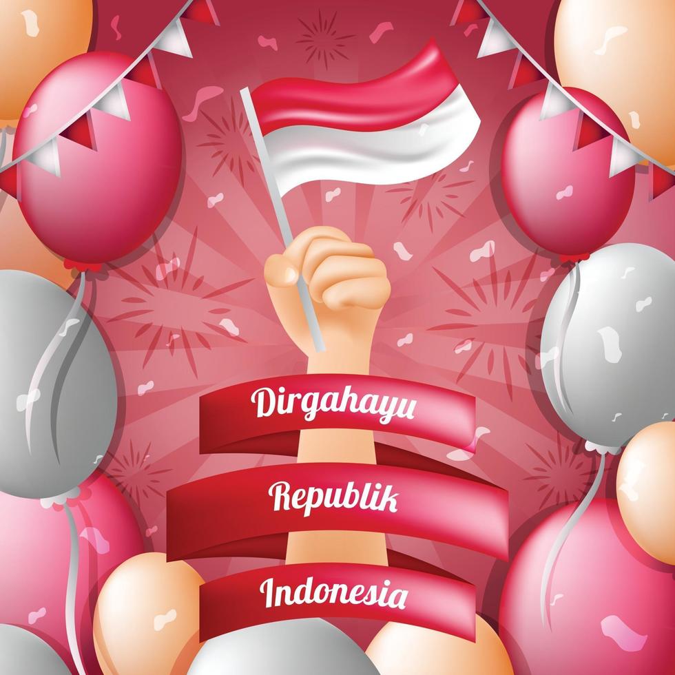 Indonesia Independence Day with Decoration Background Template vector