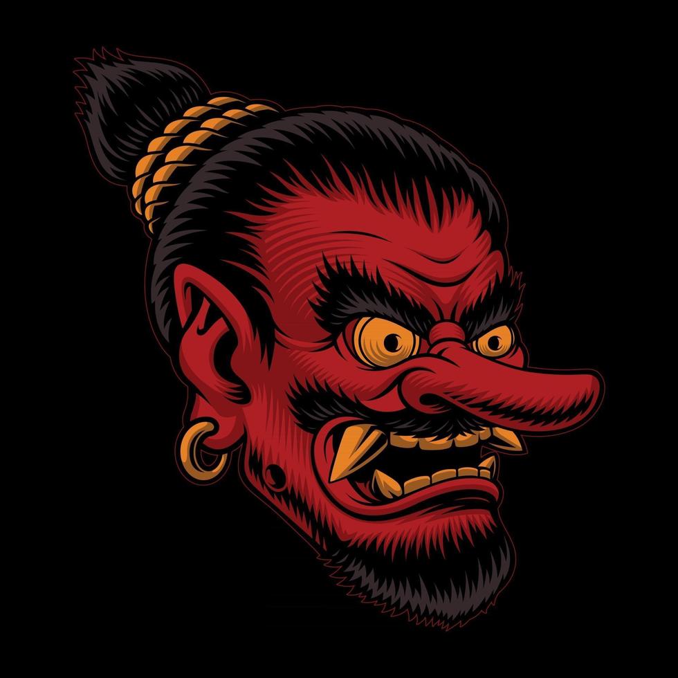 Ilustración vectorial de una cabeza de tengu japonesa vector