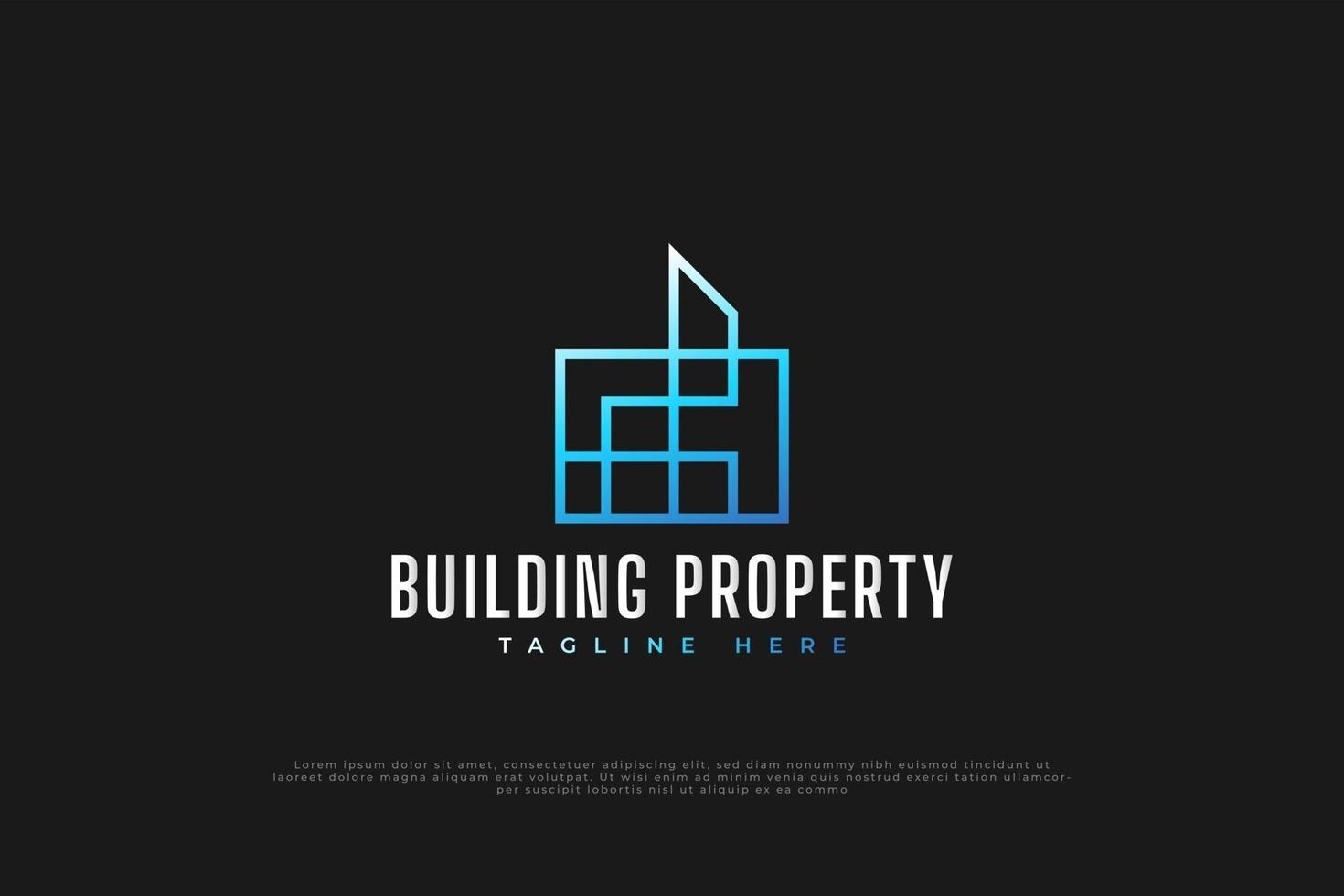 Minimalist Real Estate Logo in Blue Gradient with Line Style vector
