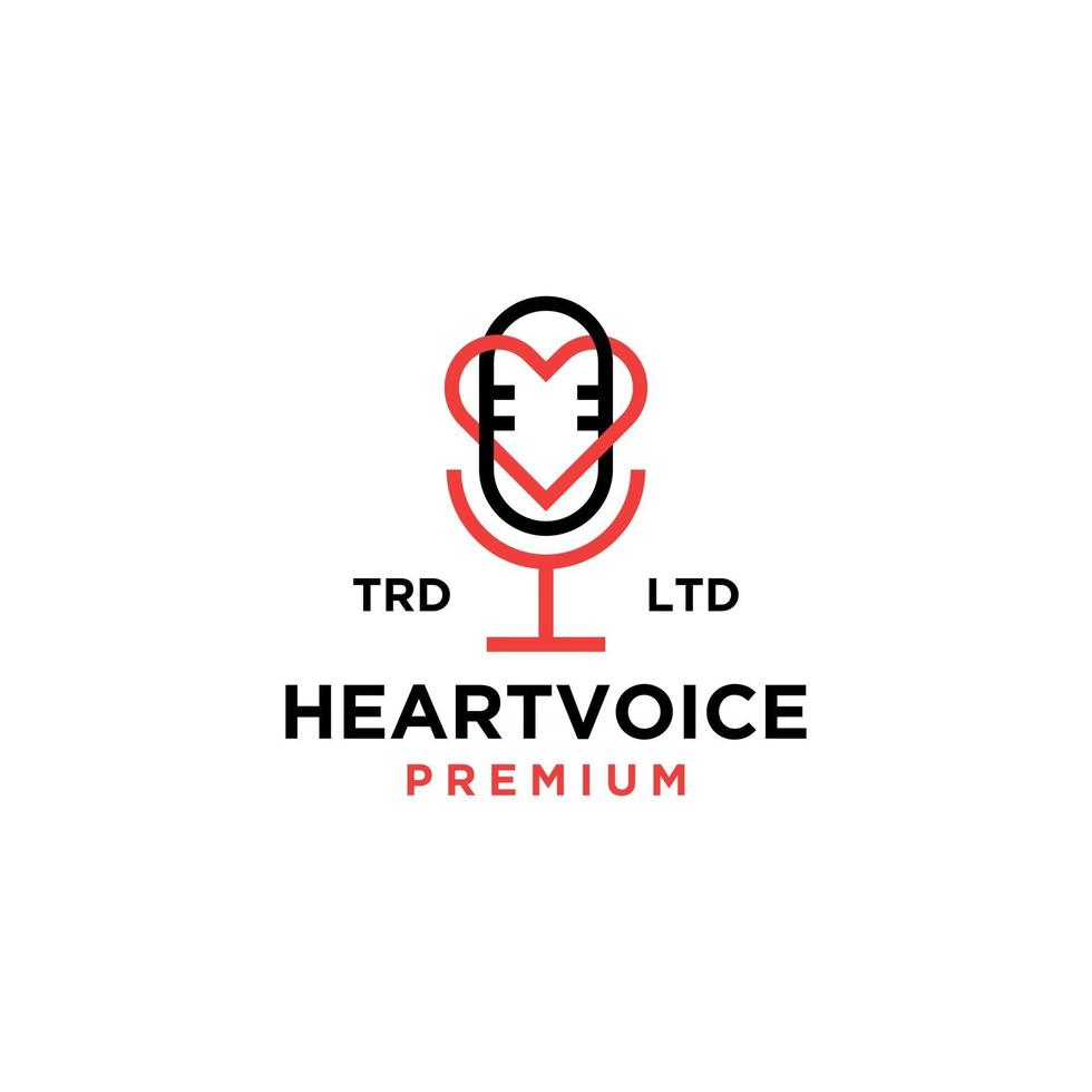corazón voz podcast vintage logo icono ilustración premium vector