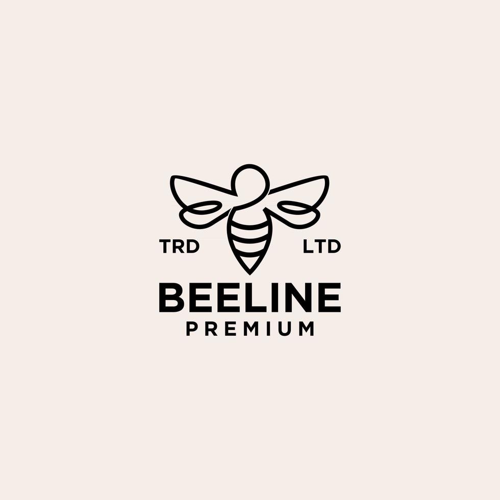 abeja línea vintage logo icono ilustración premium vector