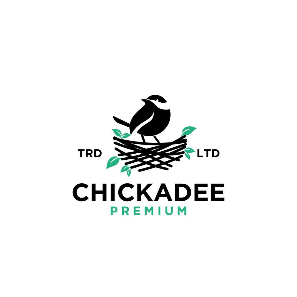chickdae pájaro nido vintage logo icono ilustración premium vector