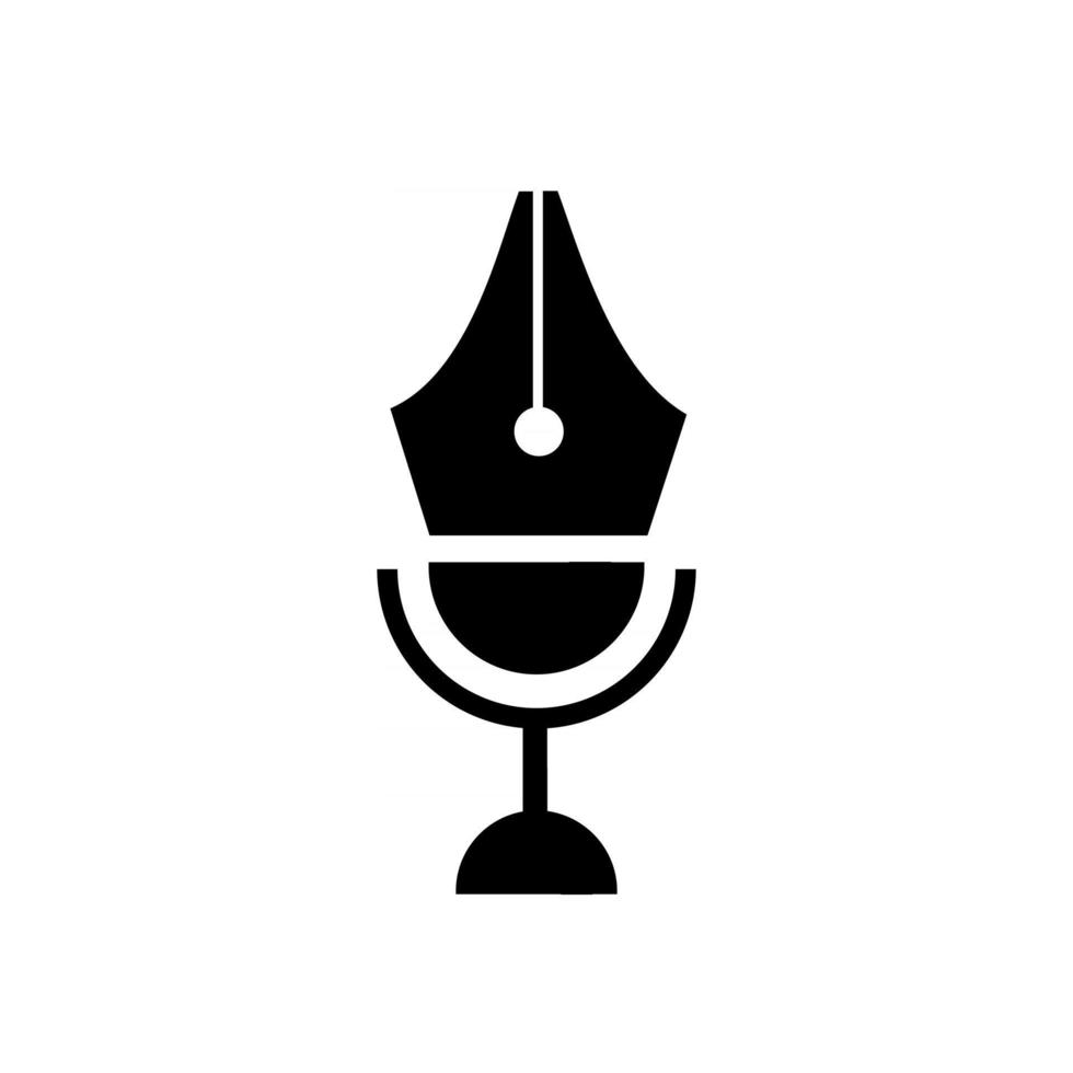 micrófono, pluma, podcast, escritor, arte, voz, creativo, logotipo, vector, icono, ilustración, diseño vector