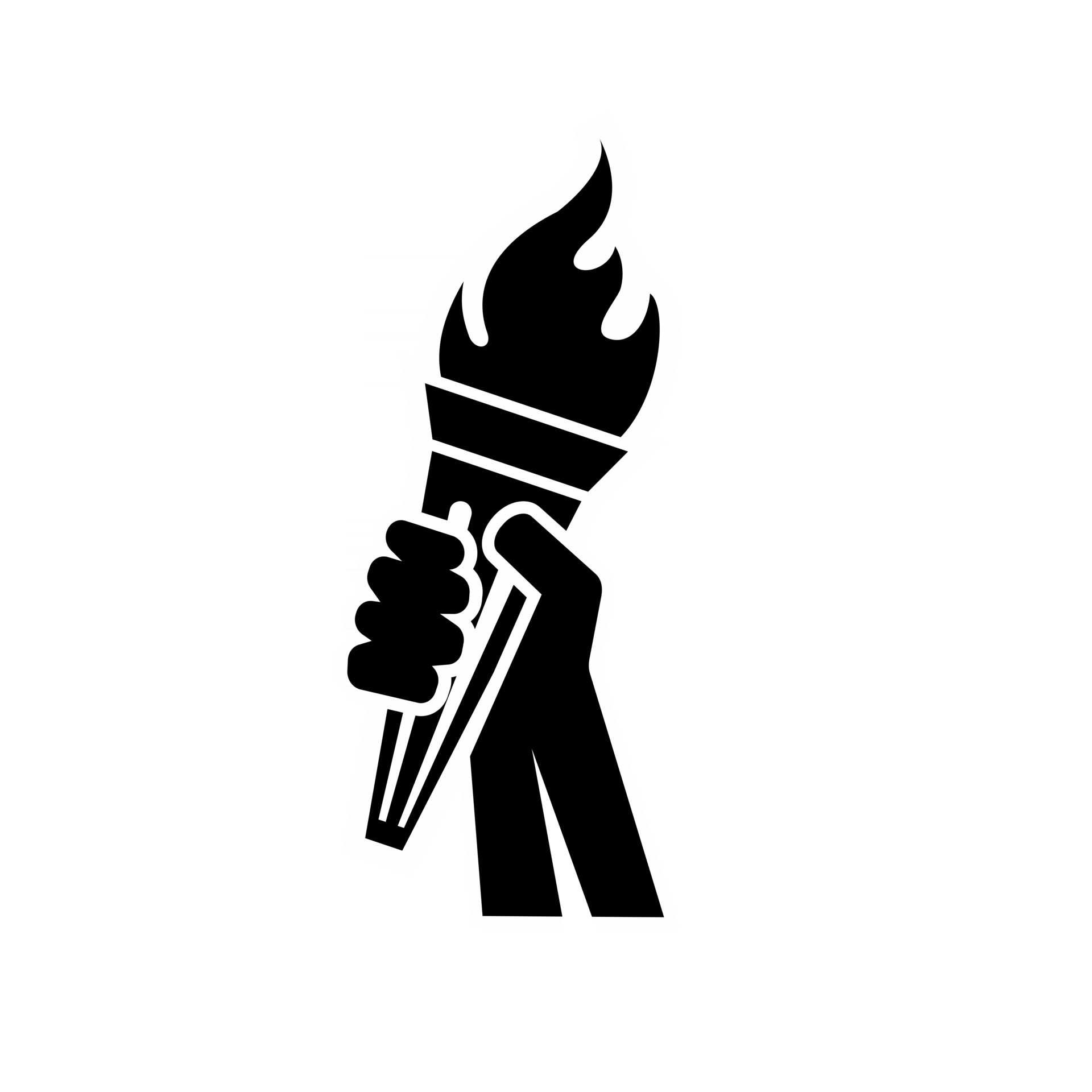 Flaming torch in people hand for sports concept logo vector