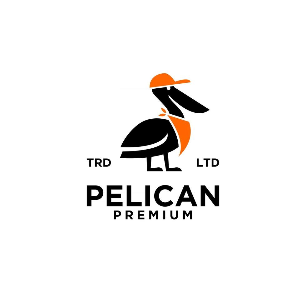 Pelican vintage logo icono ilustración premium vector