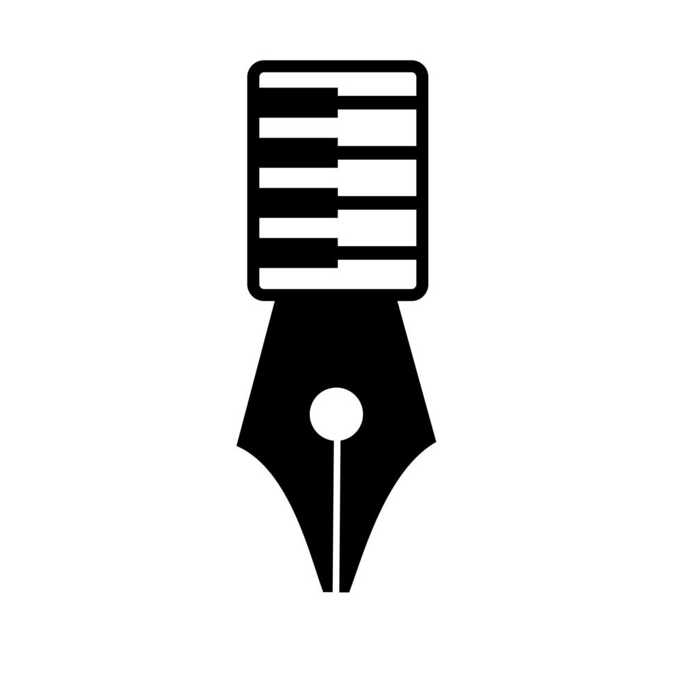 Songwriter Logo concept pen nib with keyboard icon vector illustration flat design