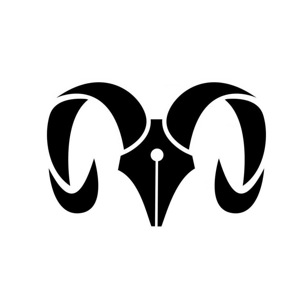 goat pen horned black logo icon vector illustration design