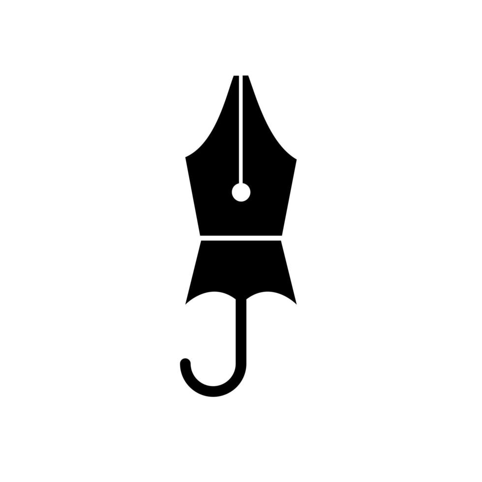 Ilustración de diseño de logotipo de icono de vector de pluma de paraguas
