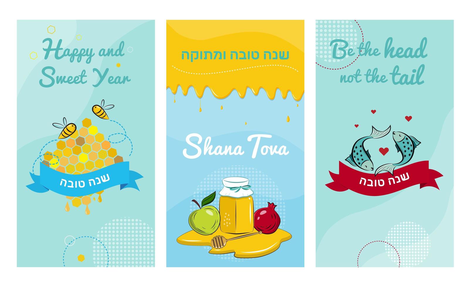 Rosh Hashana Greeting banner with symbols of Jewish holiday vector