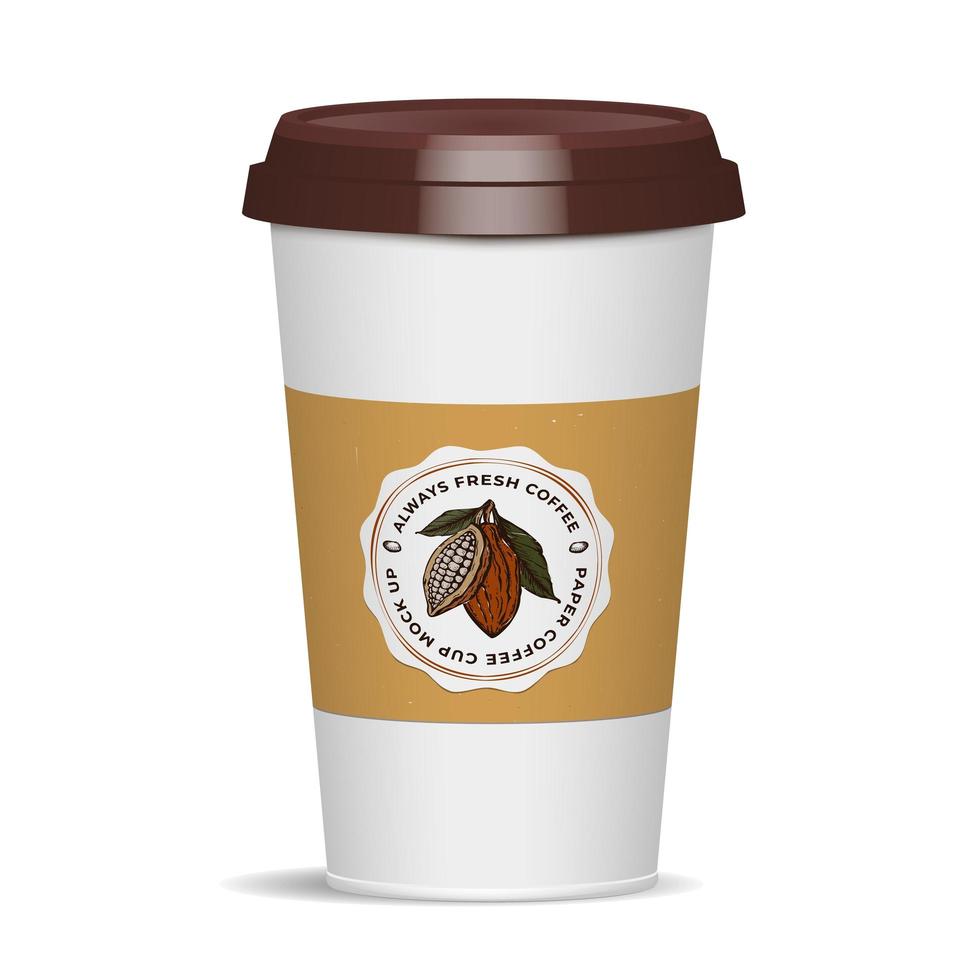 Coffee cup mockup takeaway cup packaging with labels 3D vector