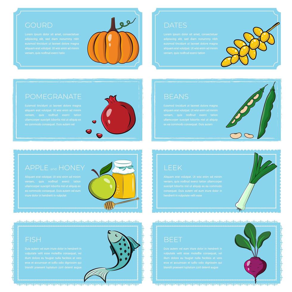 Rosh Hashana Greeting banners with symbols of Jewish holiday vector