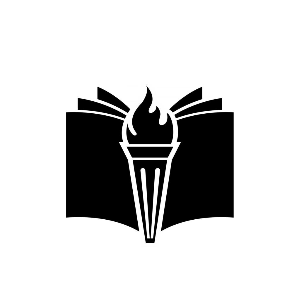 Book with fiery torch concept university education vector