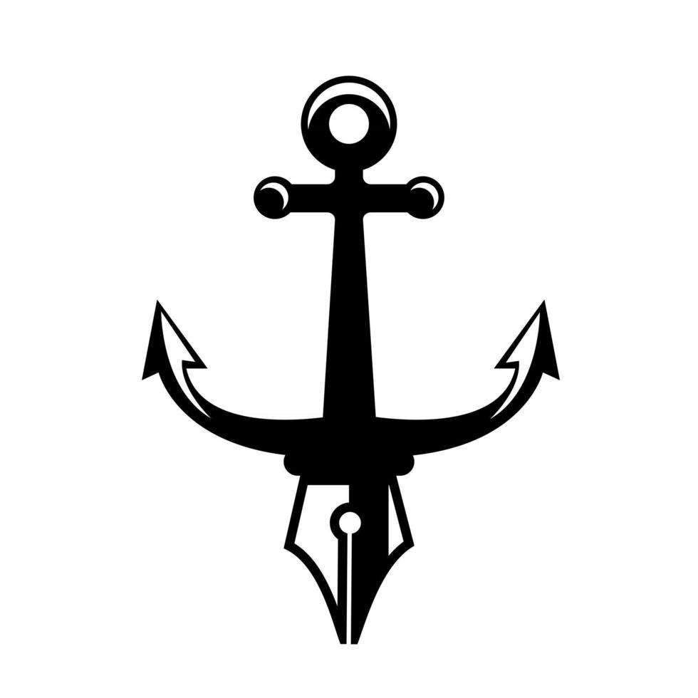 anchor pen symbol icon Illustration vector logo design