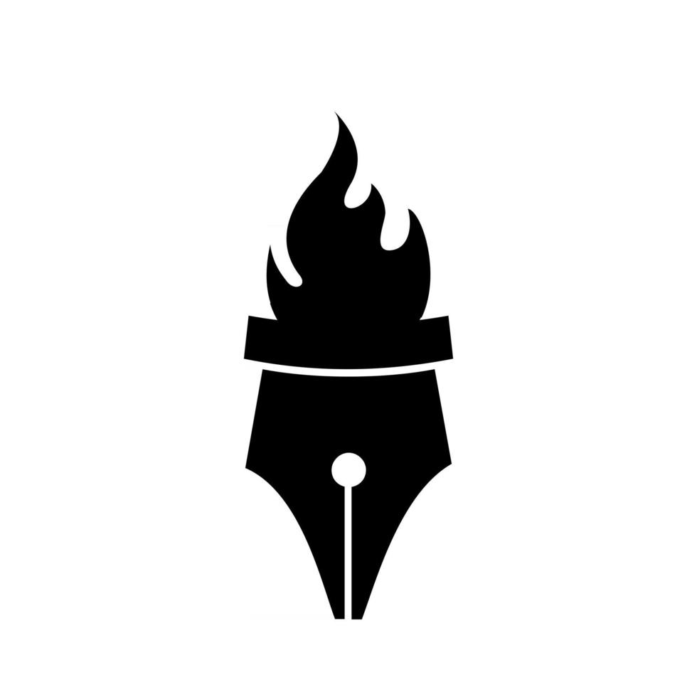 Flaming torch pen concept highlight news item freedom writing art logo design vector illustration icon template