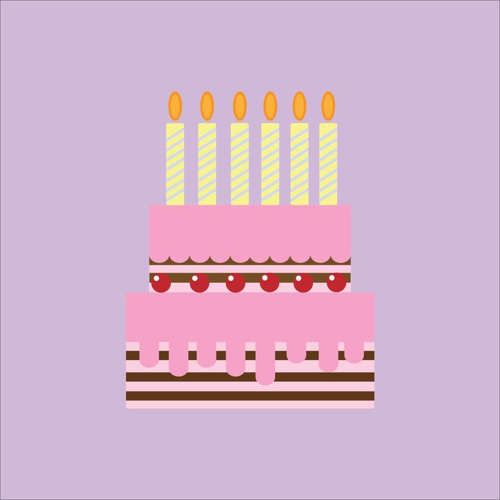 pastel de cumpleaños con diseño plano de velas vector