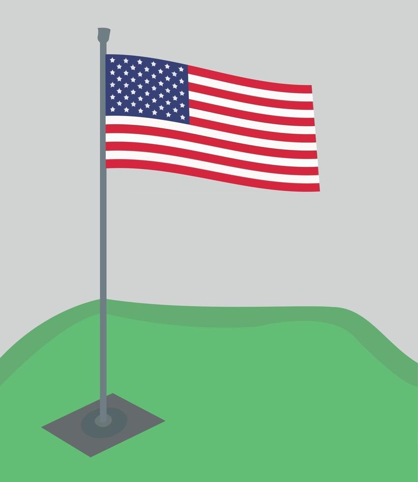 National Flag Pole United States Of America Flat Vector Art