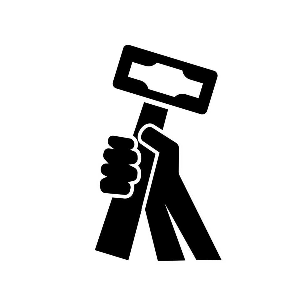 mano que sostiene el martillo para la construcción o artesano vector icono logo diseño ilustración