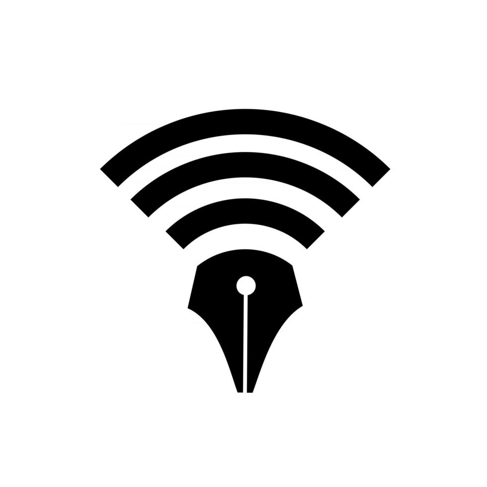 Online learning logo concept signal wifi with pen nib vector logo icon design illustration