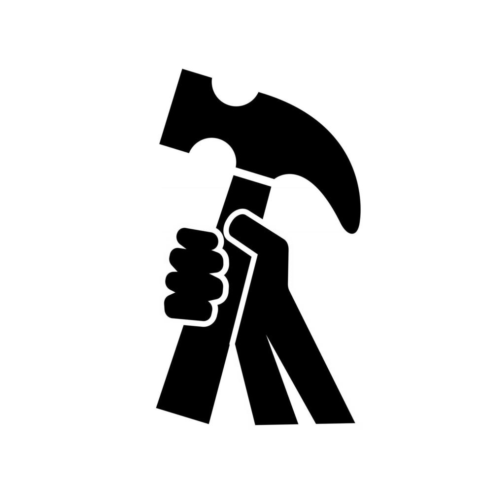 Hand Holding Hammer for Construction or craftsman vector Icon Logo Design illustration