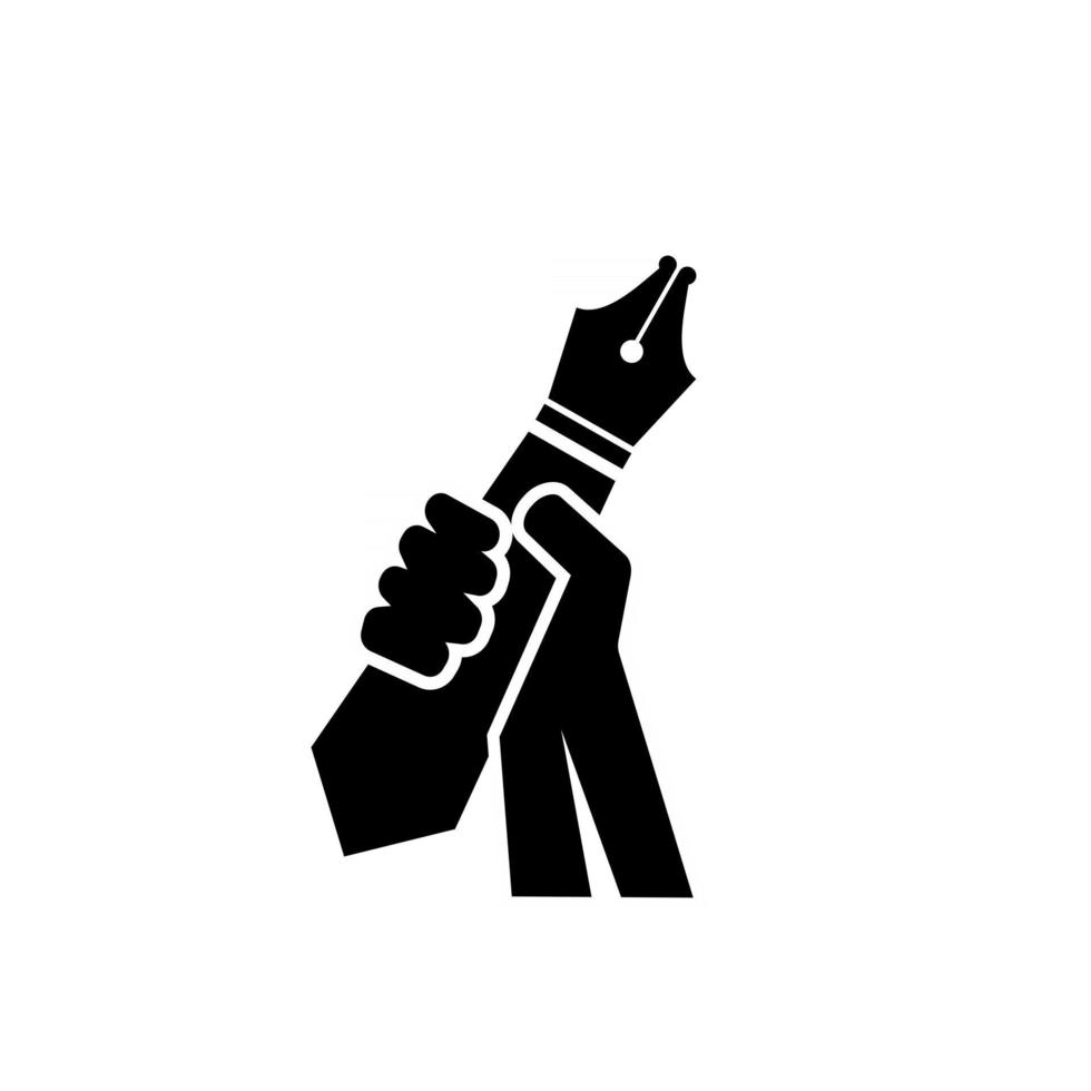 hand holding a fountain pen logo icon vector illustration design