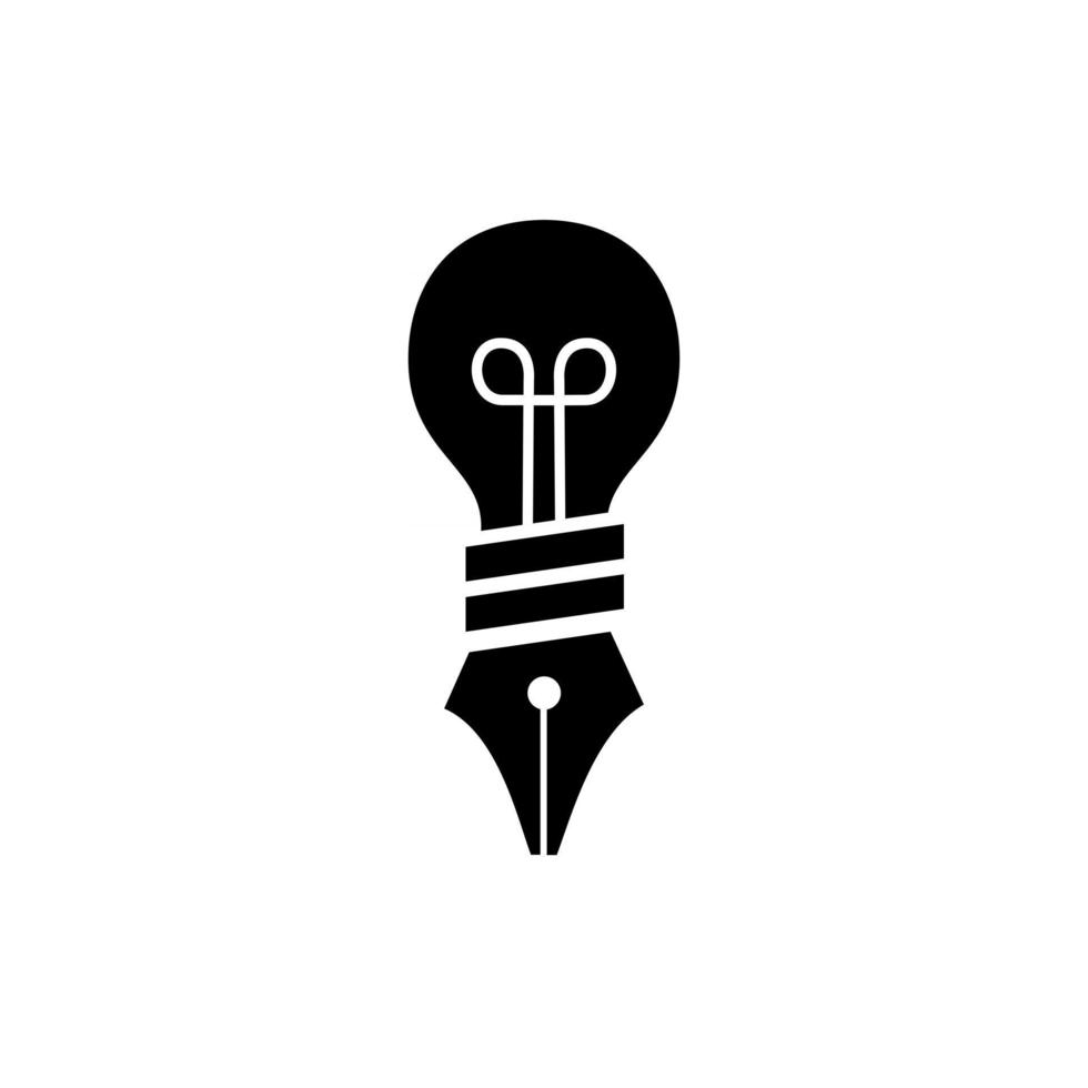 Bolígrafo con bombilla idea creativa para negocios y educación vector logo plantilla diseño ilustración