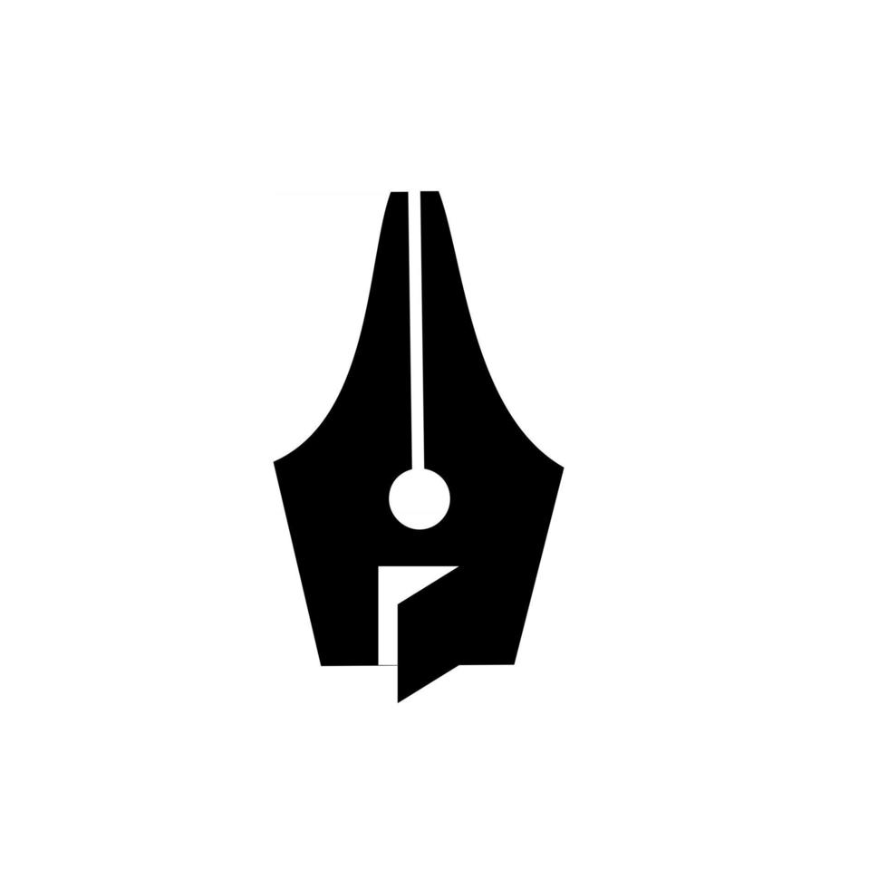 writing room study room logo concept pen nib with door opened vector icon illustration design