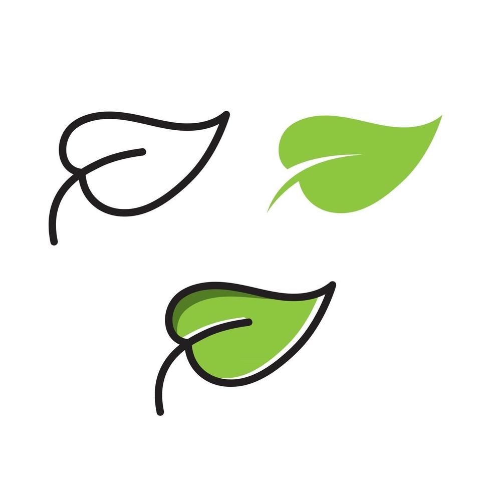 logotipo de icono de vector de hoja verde ecologi