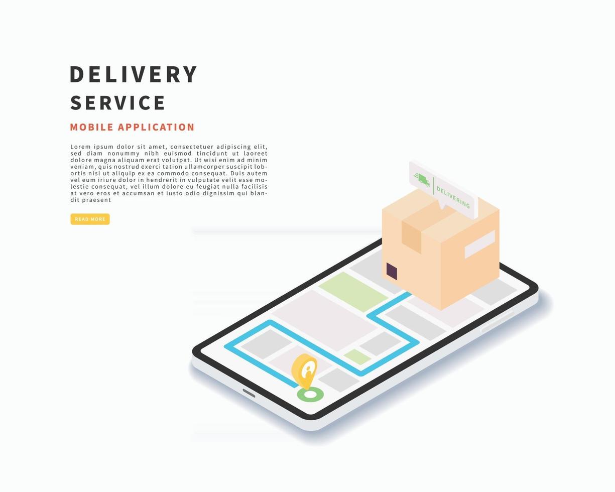 Deliver service application on smartphone Order delivery online tracking vector