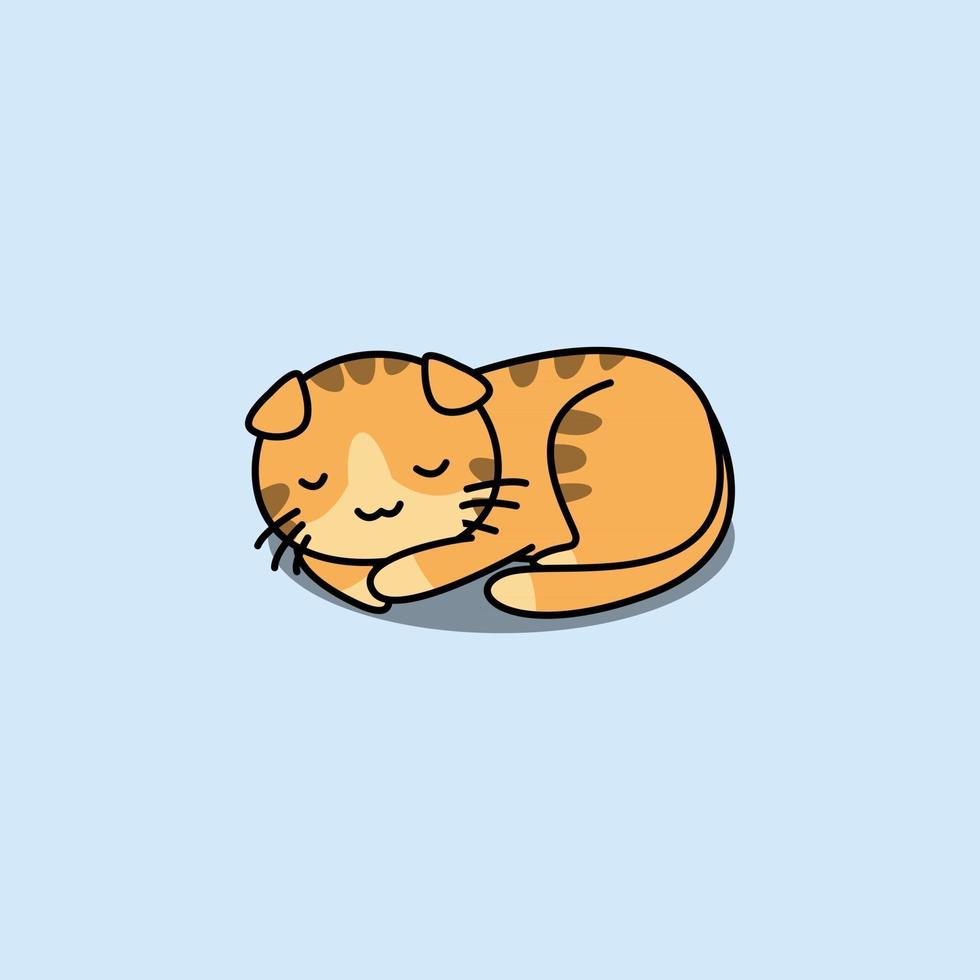 Cute scottish fold cat sleeping cartoon vector