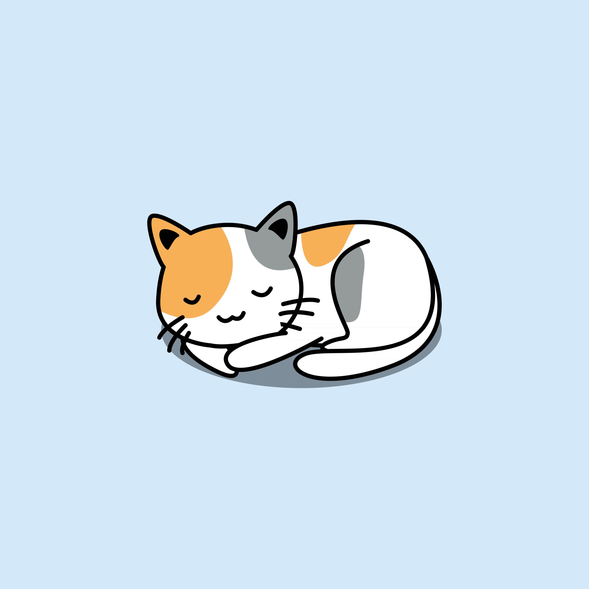 Cute three color cat sleeping cartoon 2497276 Vector Art at Vecteezy Cute three color cat sleeping cartoon 2497276 Vector Art at Vecteezy