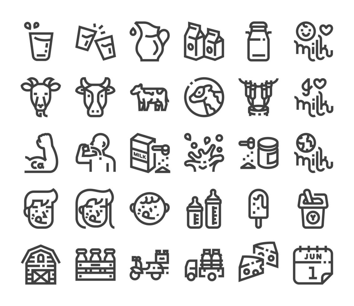 milk icon bold linear icon set vector