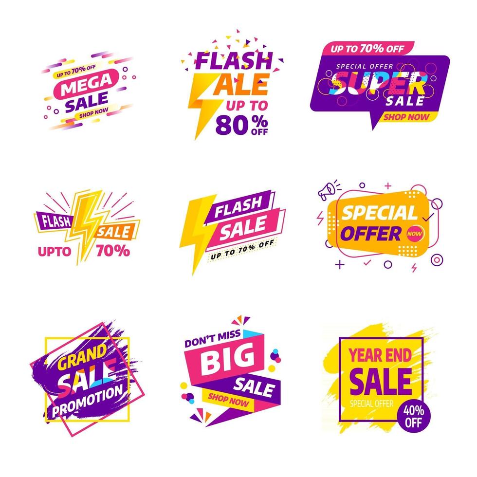 Sale banner badges design template vector set