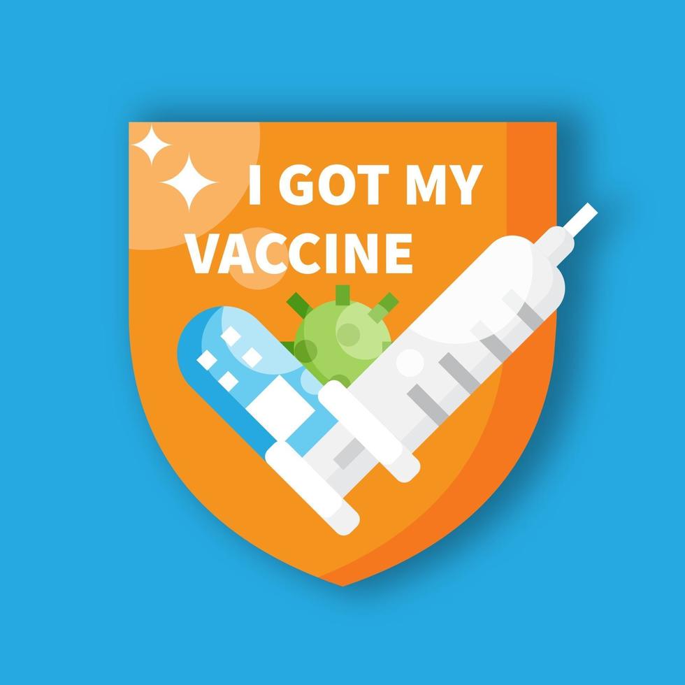 Covid 2019 vaccination pin flat design I got my Corona virus 2019 nCov vaccinate concept vector