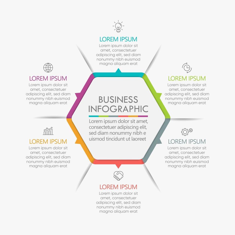 Iconos de infografía de línea de tiempo de círculo empresarial diseñados para plantilla de fondo abstracto vector