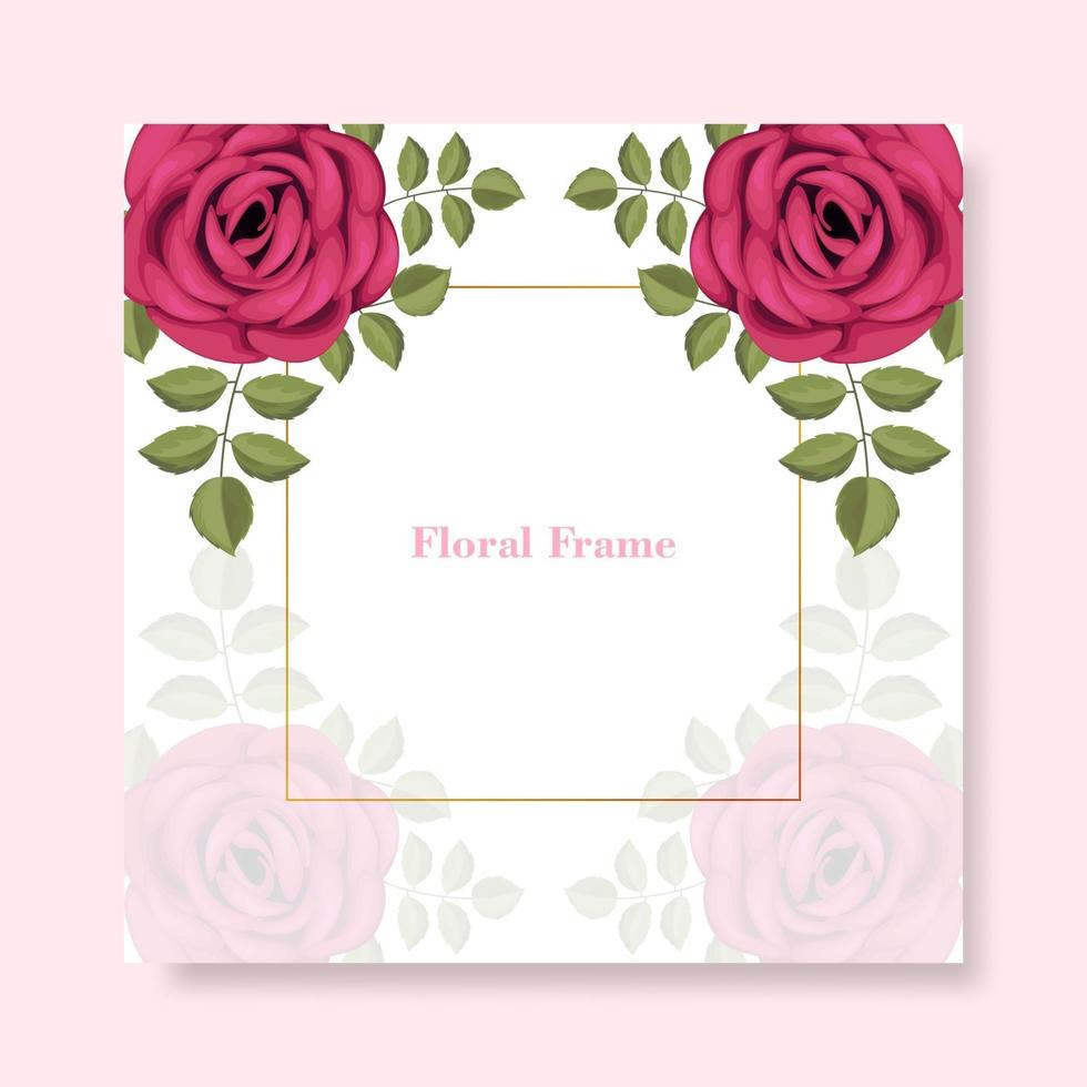 cute floral frame background template vector