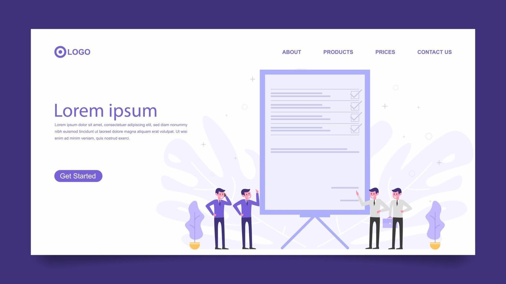 landing page template with flat illustration design vector