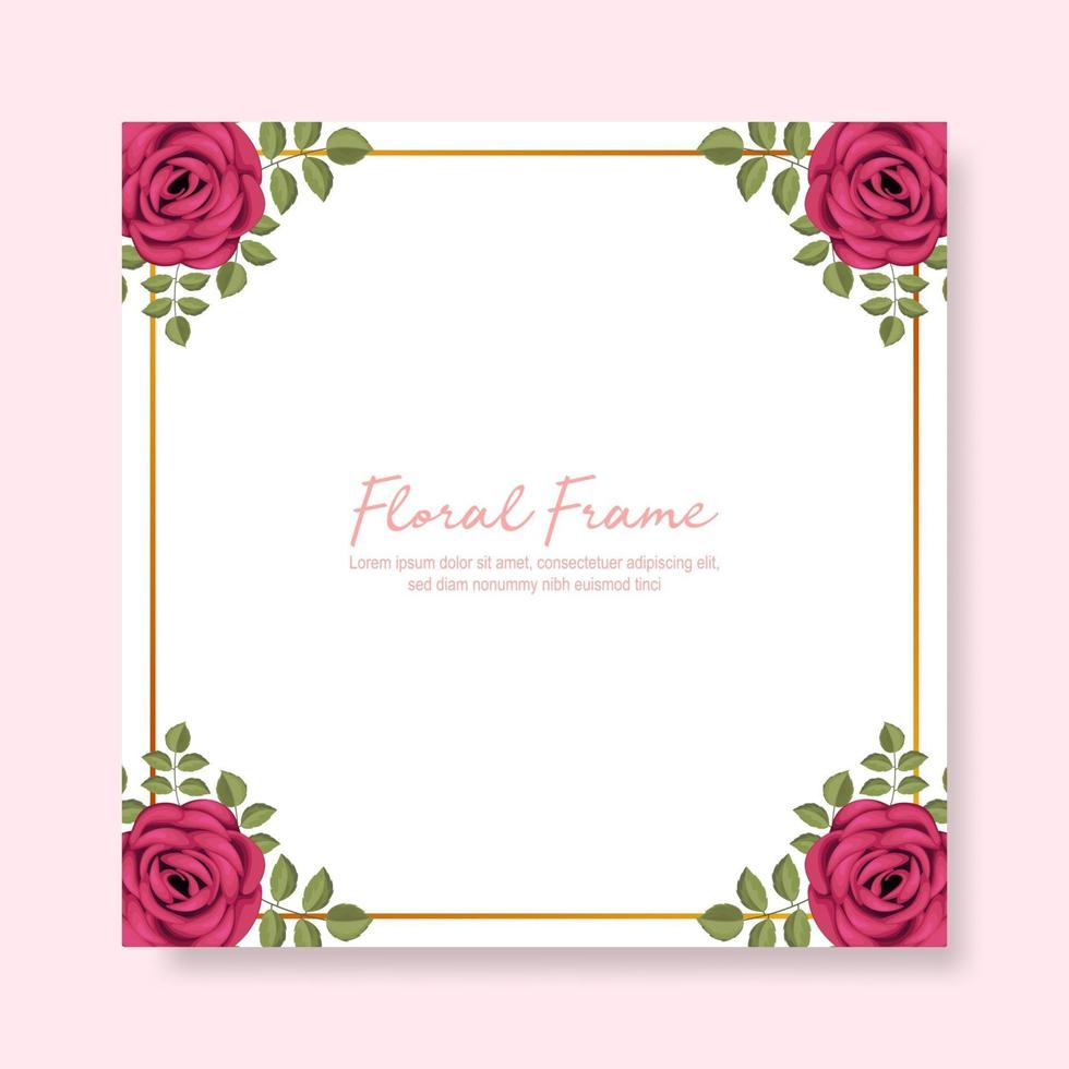 cute floral frame background template vector