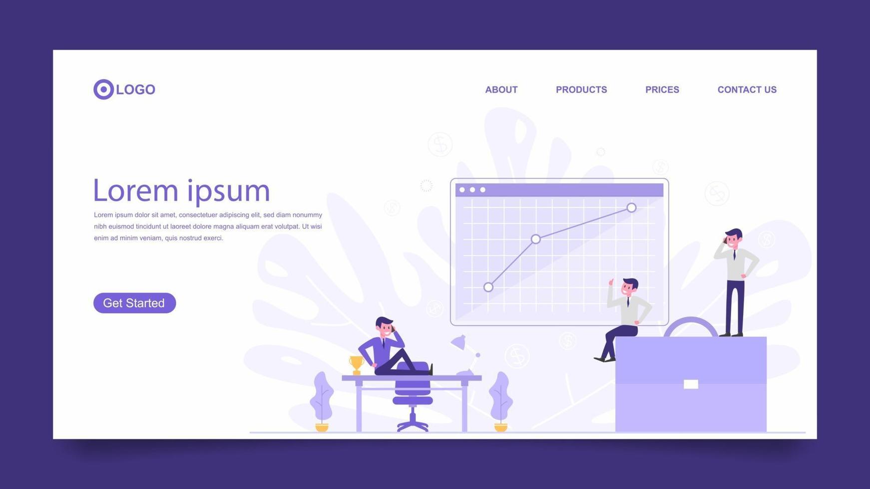 landing page template with flat illustration design vector