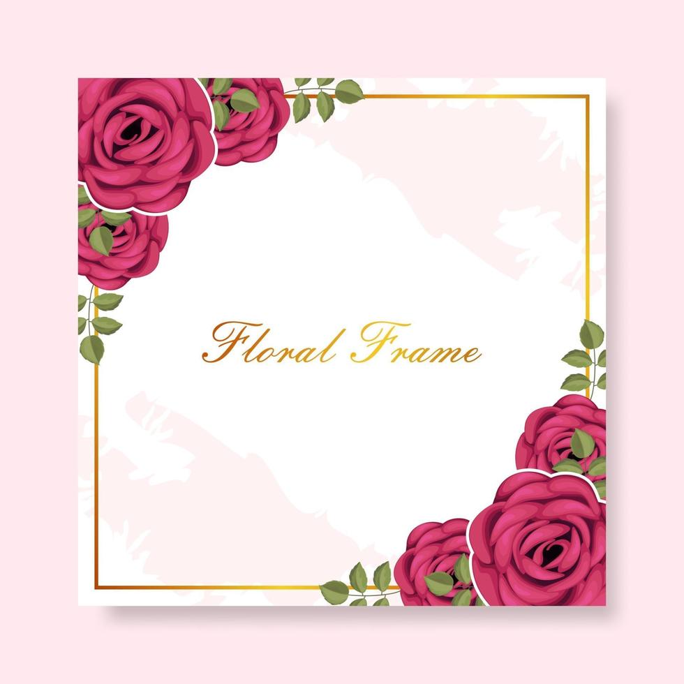 cute floral frame background template vector