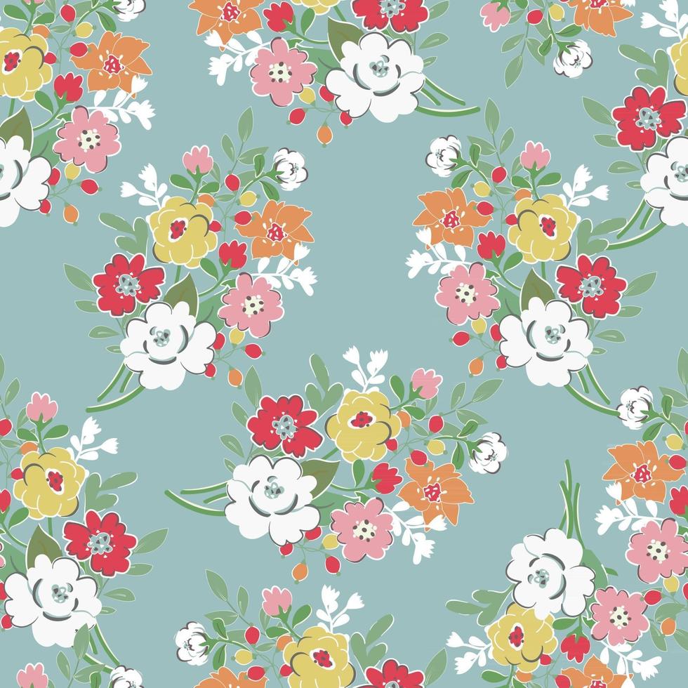 Sweet flower bouquet seamless pattern vector