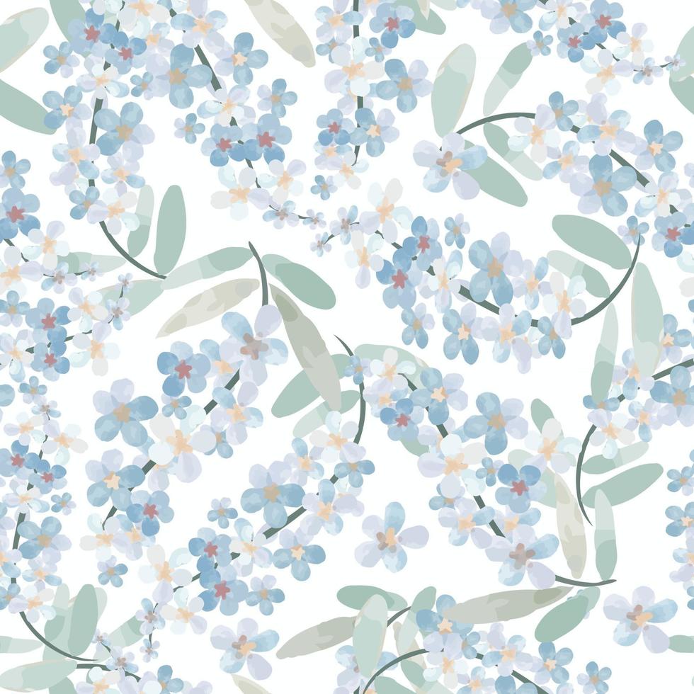 Sweet light blue blossom seamless pattern vector