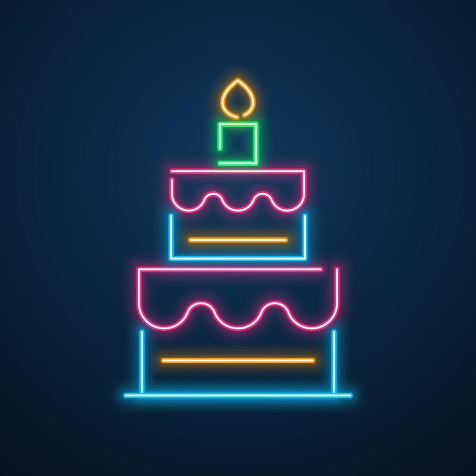 neon light cake party vector