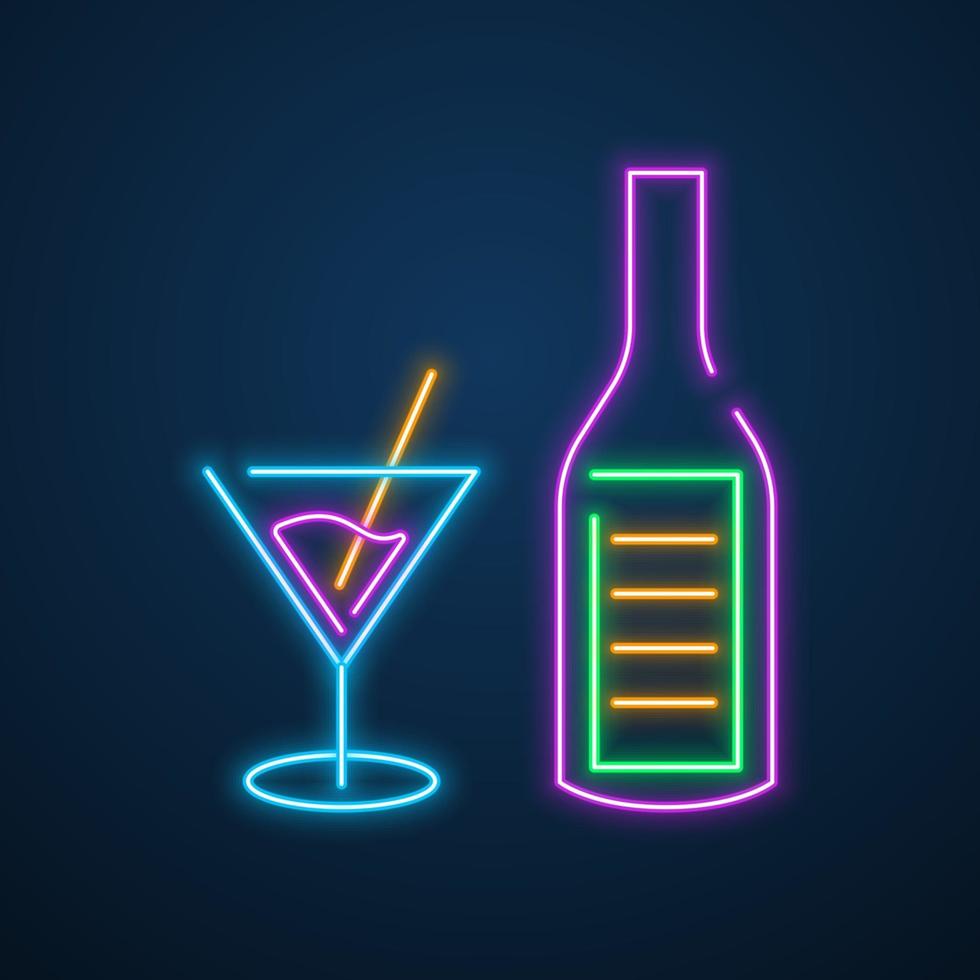 neon light bottle party vector