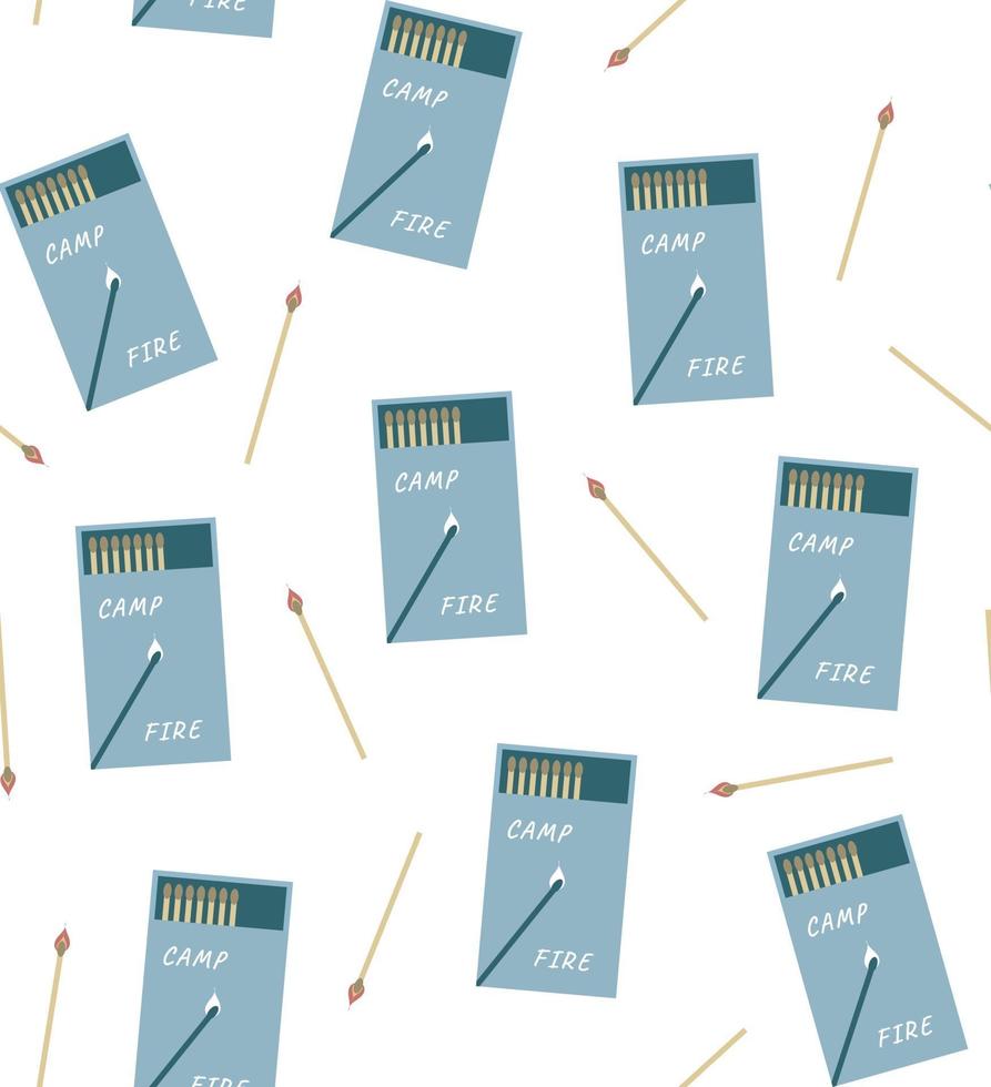 Seamless vector pattern with box of matches and fire Perfect for wallpaper background wrapping paper textile or fabric