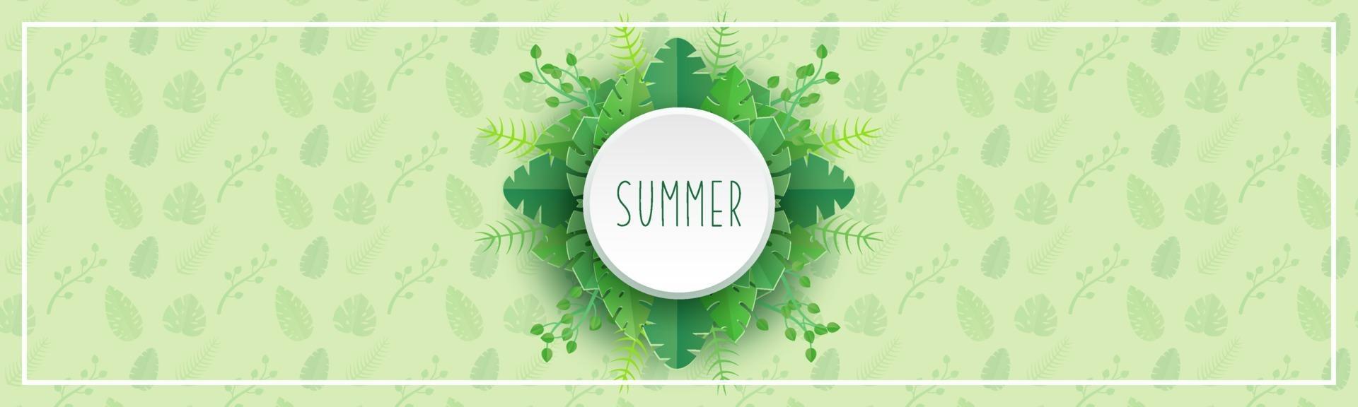 Summer festival with tropical leaves background banner vector