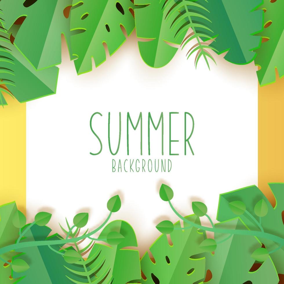 Summer festival with tropical leaves background vector